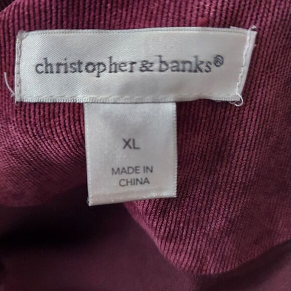 Christopher & Banks burgundy corduroy fitted zip up jacket with back sintched wa - Picture 4 of 4